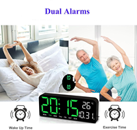 Nouvelle Horloge Murale de Bureau Numérique LED Moderne avec Alarme, Affichage Grand Format, Fonction Snooze, Calendrier et Température, Compte à Rebours/Compte à Rebours, Idéale pour la Maison et la Chambre