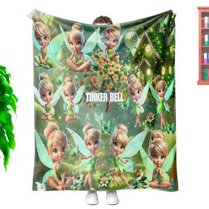 Recién llegado, diseño personalizado de dibujos animados, <span class=keywords><strong>Campanilla</strong></span>, manta de piel de Sherpa suave para decoración del hogar, sofá - Product Image 5