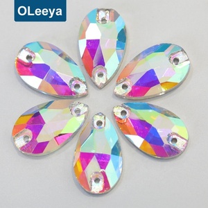 OLeeya Factory Wholesale Popular 3A Glass 10.5*18MM Pear <b>Drop</b> Crystals Teardrop Sew on Rhinestones for Dresses - Product Image 2