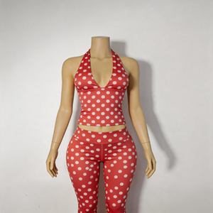 Ensemble d'été pour femme : haut court dos nu à pois et pantalon capri – Style minimaliste et basique, <span class=keywords><strong>look</strong></span> simple et polyvalent - Product Image 2
