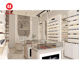 ร้านแว่นตาแบบกำหนดเองได้ |   อุปกรณ์ตกแต่งร้านแว่นตาสมัยใหม่และชั้นวางแว่นกันแดดไม้ติดผนัง - Product Image 4