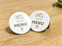 Carte de menu NFC personnalisée en époxy avec dos autocollant, autocollant de table imperméable pour commande numérique de menu de restaurant