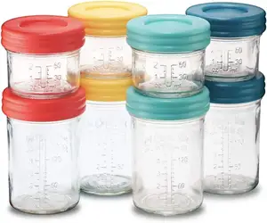 高品质储物梅森罐4盎司果酱果冻蜂蜜布丁罐装玻璃罐带密封塑料盖批发