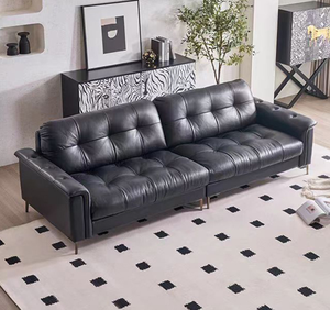 Juego de Sofás de Estilo Moderno de Mediados de Siglo, Tres Plazas, Respaldo Recto, Patas Altas, para Sala de Estar, Tamaño Pequeño, Retro, Minimalismo Italiano, Negro - Product Image 2