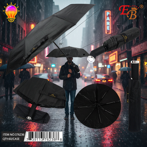 <b>Automatic</b> 39" Black <b>Umbrella</b> Flash Light 60PCS/CS Semi-<b>Automatic</b> Travel <b>Umbrella</b> High Wind Resistance 8K Rain Protection - Product Image 3