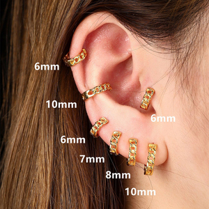 ROXI Juego de 4 Pendientes de Aro de Cobre de 6/7/8/10 mm con Diseño Simple Entrelazado - Product Image 4