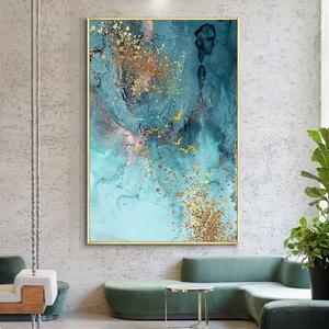 Peintures à l'huile 100% peintes à la main sur toile, Ciel bleu avec oies sauvages dorées - Product Image 6