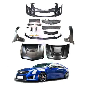 High Quality Atsv Style Cf Frp Hood Front Lip Fender Grille Bumper Body Kit Front Bumper Fit For Cadillac Ats 2014-2020