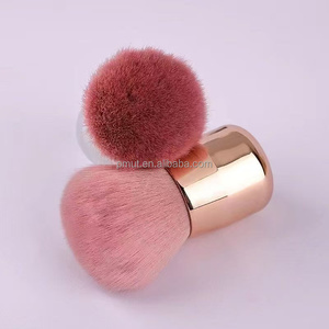 Cepillo de polvo suelto de pelo sintético de forma angular y hongo Rosa Baoli, aplicación de maquillaje de colorete facial con mango cómodo - Product Image 4