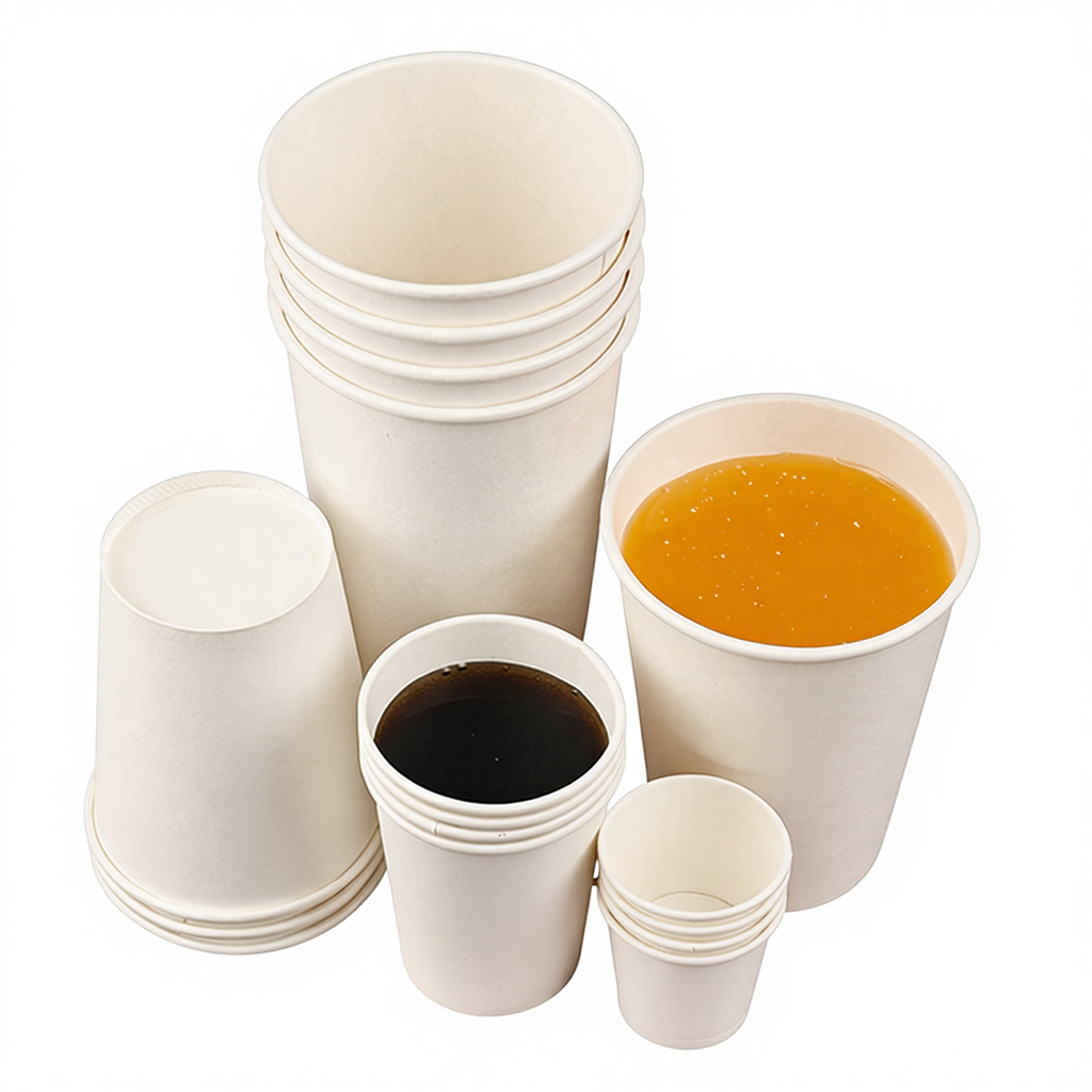 7oz-16oz Custom Disposable Biodegradable White Single Wall Kraft Paper Food Packaging Coffee Cups
