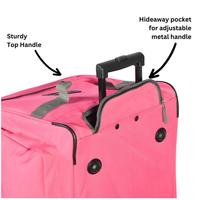 Valise de grande capacité 29 pouces rose vif élégante, sac de voyage souple à roulettes léger et pliable avec roulettes