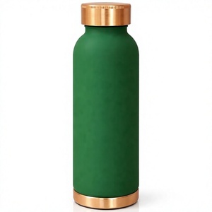 Premium Handcrafted Pure <b>Copper</b> Water Bottle Hammered Ayurvedic <b>Copper</b> Vessel with Luxury Leather Sleeve and Gold <b>Screw</b> Cap - Product Image 6