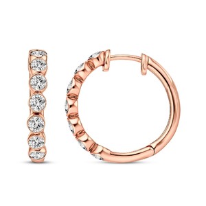 Boucles d'oreilles créoles en diamant de laboratoire taille ronde pour femme, couleur VVS VS EF, disponibles en argent sterling 925, or 10 carats, 14 carats, 18 carats - Product Image 2