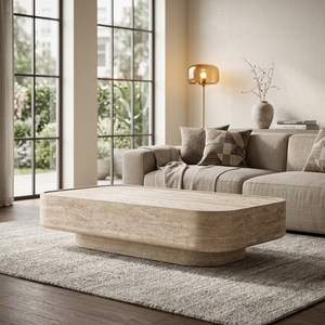 Muebles de Lujo para Sala de Estar, <span class=keywords><strong>Mesa</strong></span> de <span class=keywords><strong>Centro</strong></span> Rectangular de <span class=keywords><strong>Travertino</strong></span> para el Hogar - Product Image 3