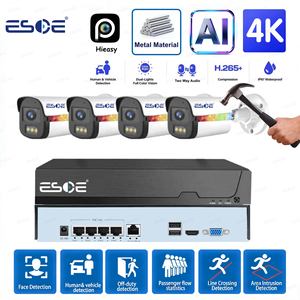 Hieasy IP67 Metal 4Channel 4MP 5MP 8MP AI <strong>Face</strong> <strong>Recognition</strong> PoE NVR Kit AI Detection CCTV <strong>Camera</strong> System 4K Network Video Recorder - Product Image 1