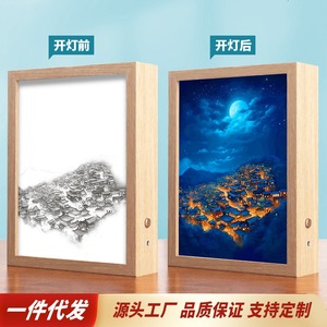 Anime-inspired Pet View Night Lights Photo Frame Three-Color Glowing LED Decorative <b>Lamp</b> Remote Control Upward Hanging Pictures - Product Image 4