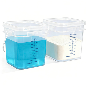 Seau <span class=keywords><strong>de</strong></span> rangement en plastique transparent <span class=keywords><strong>de</strong></span> qualité alimentaire pour garde-manger, avec poignée et couvercle gradué, pour farine, sucre, riz, flocons d'avoine et aliments secs - Product Image 2