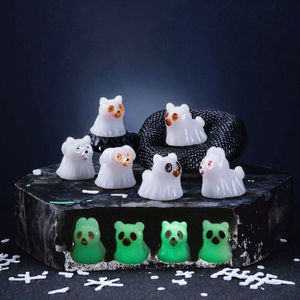 चमकदार हाथ से चित्रित कलात्मक diy लघु रेसिन जानवरों भूत चमक गहरे बिल्ली के कुत्ते की लालियों के आकार के सूक्ष्म परिदृश्य - Product Image 3