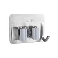 Support de rangement flexible en acier inoxydable pour balai et serpillière, étanche, écologique, sans perçage, pour salle de bain