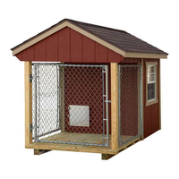 Grand chenil extérieur en bois personnalisable de style campagnard américain avec course durable pour chiens et chats