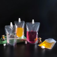 Pochettes souples biodégradables CM en plastique transparent à bec verseur, résistantes, pour jus, boissons et vin liquide