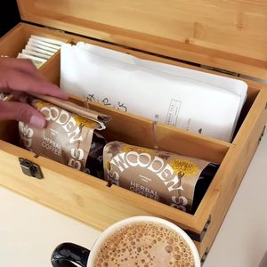 Scatole di Presentazione in <span class=keywords><strong>Legno</strong></span> a 6 Scomparti per Confezionare Bustine di Tè, Caffè, Zucchero e Capsule di Bevande - Product Image 2