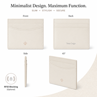 Porte-cartes en cuir minimaliste blanc ivoire avec aspect cuir lisse, poche avant incurvée et fentes horizontales pour cartes OEM