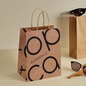 Sac en papier kraft brun pour emballages cadeaux et alimentaires avec poignées, impression de logo personnalisée - Product Image 2