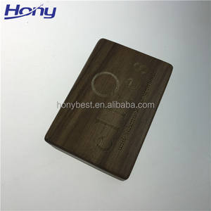 Gegraveerde Logo Houten Ambachtelijke Doos Kleine Zijn En Haar Zwarte Walnoot Ring Case Sieraden Dubbele Ring Houder Voor Huwelijksceremonie, Paar - Product Image 3