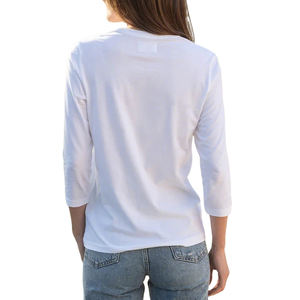 <span class=keywords><strong>Camisetas</strong></span> de Jersey 100% Algodón para <span class=keywords><strong>Mujer</strong></span>, <span class=keywords><strong>Manga</strong></span> 3/4, Cuello Redondo, Fabricante Mayorista, <span class=keywords><strong>Camisetas</strong></span> Básicas Casuales de Alta Calidad Personalizadas para <span class=keywords><strong>Mujer</strong></span> - Product Image 2