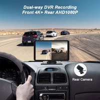 Caméra embarquée portable double DVR, enregistreur vidéo de tableau de bord de voiture, 7 pouces, double caméra, CarPlay sans fil, Android Auto, lecteur multimédia Hi-Car