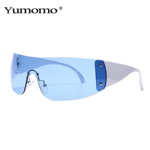 نظارات شمسية خماسية بدون إطار Y2K أنيقة جديدة UV400 عدسة قطعة واحدة إطار كمبيوتر للبيع بالجملة للرياضات العصرية نظارات شمسية شخصية - Product Image 1