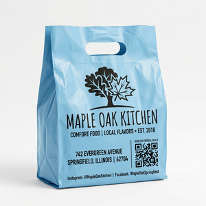 Sac en plastique découpé à la forme avec poignée, personnalisable avec logo, imprimé sur mesure, en LDPE et HDPE, vente en gros - Product Image 3