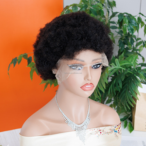 Perruque afro crépue de 8 pouces en gros, perruque en dentelle complète, cheveux afro crépus bouclés en vrac, 100% cheveux humains, couleur naturelle, perruques bouclées douces - Product Image 1