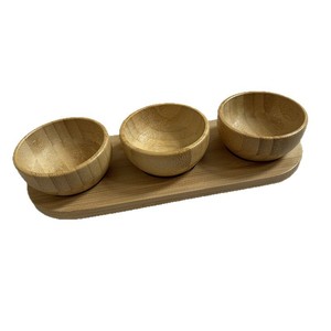 <b>Bamboo</b> Bowls Set With Tray For Babies And Kids Natural Wood Fruit Snack Serving Dish 3 Piece Set Safe Eco Friendly Home Use - Product Image 5