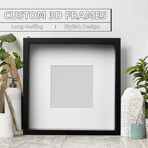Venta al por mayor de marcos de madera en 3D personalizados 3cm a 40cm caja de sombra profunda en negro blanco nogal MDF 8x8 30x30 pulgadas 20x20 10x10 <span class=keywords><strong>12x12</strong></span> tamaños - Product Image 2