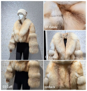 Wholesale Factory Custom Finland Golden Island Fox <strong>Fur</strong> Jacket Collar Long Hair Champagne <strong>Fur</strong> <strong>Coat</strong> Winter <strong>Women</strong> <strong>Coat</strong> - Product Image 2