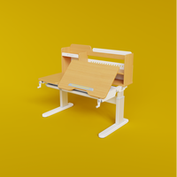 Bureau d'étude ergonomique réglable et durable pour enfants, plateau en hêtre allemand, pieds en aluminium épais, étagère à livres assemblée, support de lecture, pour la maison