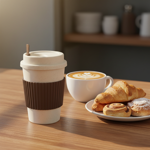 Cangkir kopi 450ml Logo kustom dapat digunakan kembali portabel mug kopi serat jerami gandum perjalanan ramah lingkungan - Product Image 5