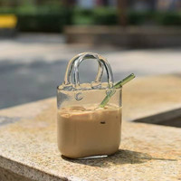 Moderne Eco-Vriendelijke Vintage Handtas Vormige Transparante Portemonnee Vaas Sap Wijn Drinkbeker Tas Set Voor Party Fruit Cocktail