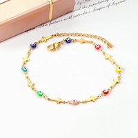 Ason Fashion – bracelet de cheville en acier inoxydable plaqué or 18k, bijoux en forme de cœur avec mauvais yeux colorés, cadeau de cheville réglable, offre spéciale