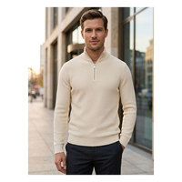 Pull en tricot décontracté pour homme, hiver, respirant, en coton biologique 100% de qualité supérieure, 7GG avec fermeture éclair à point de surjet