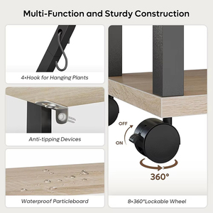 Étagère d'intérieur en <span class=keywords><strong>bois</strong></span> pour plantes avec support pour fleurs parfumées Support pour pots de fleurs en métal Roue verrouillable pour lampes de culture - Product Image 4