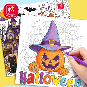 Libro di Pittura ad Acquerello per Bambini a Tema Halloween, Set di <span class=keywords><strong>Disegno</strong></span> Fai-da-Te per Età 2-7 Anni - Product Image 5