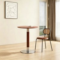 Table basse simple en bois massif rétro, petite table ronde pour balcon, table à manger, table de réception et de négociation avec chaises