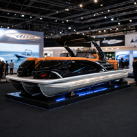 Bateau ponton de luxe personnalisable et spacieux à 12 places, avec clôture sportive, échelle de bain, table et écran – Embarcation nautique haut de gamme