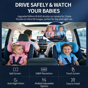 Dual Car <b>Camera</b> for for 2 Kids 7" HD 1080P Baby Monitor with Night Vision 360° Rotatable <b>Real</b>-Time Safety Monitoring ZD26 - Product Image 6