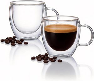 Mug en verre isolé transparent de 150 ml (5 oz) à double paroi, avec poignée, pour latte, expresso, café, thé, directement de l'usine - Product Image 1
