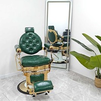 Chaise de Barbier Professionnelle Haut de Gamme pour Hommes – Design Moderne et Traditionnel en Cuir Noir avec Base Pivotante et Hauteur Réglable pour Salon de Coiffure