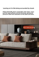 Ensemble de canapés en coton et lin en forme de L, style moderne et minimaliste, avec coussins en éponge et housse amovible lavable, design italien, pour salon.